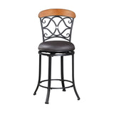 1pc Counter Height Swivel Chair Faux Leather Upholstered Black Metal Frame Dining Furniture B011P287563