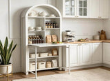 Folding Craft Desk with Storage Shelves, Convertible Hideaway Desk to Bookshelf, Foldable Desk with 18971865