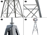8FT Weather Resistant Yard Garden Windmill Gray & Red 43774607