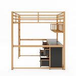 ZUN Full Size Metal Loft Bed with Desk, Drawers and Bedside Tray, Charging Station, USB and socket 86910642