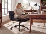 Black Armless Office Chair , Curved Backrest & Wide Seat, 360&deg Swivel & Rocking Function 96919480