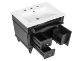 24 Inch Bathroom Vanity with Sink, Black Freestanding Bathroom Cabinet with Flip Drawer, Adjustable 84849124