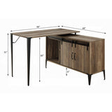 Rustic Oak Writing Desk with Sliding Barn Door B062P209220