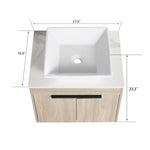 ZUN 24 " Modern Design Float Bathroom Vanity With Ceramic Basin Set, Wall Mounted White Oak Vanity With 61035448