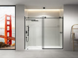 60" W x 76" H Sliding Frameless Shower Door in Matte Black with Clear Glass W2287P342057