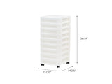 9-Drawer Narrow Plastic Storage Drawer Cart with Organizer Top, White 58470701
