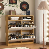 Shoe Storage Cabinet with 4 Flip Drawers , Shoe Rack Organizer Cabinet with wooden handle W409P195086