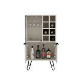 Aster 23" Wide Double Door Bar Cabinet and Glass door comparment, Eight bottle cubbies and stemware B070P234322