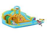 Inflatable castle for children with inflator 450W, slide, jump area, climbing wall, 395 x 350 x 260 48941692