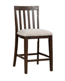 Set of 2pcs Counter Height Chair Dining Room Furniture Rustic Oak / Beige Fabric Cushion w/ Welt B011111839