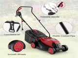 12 ampere 13.5 inch electric rope lawn mower with dual safety switches -Red 48582544