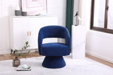 ZUN Swivel Accent Chair Armchair, Round Barrel Chair in Fabric for Living Room Bedroom, Blue 74650903