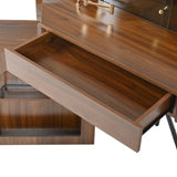 Corner Makeup Vanity Desk With Mirror & LED Lights, Modern Vanity Set With Mirror And Stool, N844P263663W