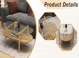 Oval shaped glass coffee table modern design, length 41 x width 21 x height 17 inches, for living W1727P356427