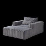 75-Inch Corduroy Sponge Sofa Lounge Chair with Removable footrest,No Assembly Required,Fluffy Modern W834P206097
