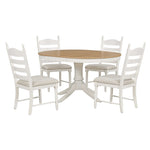 ZUN 5-Piece Retro Functional Table Set Wood Round Extendable Table and 4 Upholstered 20943038