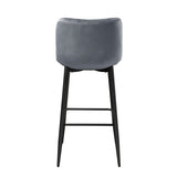 Set of 2 Pub Height Chairs Dark Gray Velvet Upholstery Modern Casual Dining Furniture Metal Legs, B011P234284