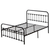 ZUN Single-Layer Curved Frame Bed Head and Foot Tube with Shell Decoration Queen Black Iron Bed 83008201