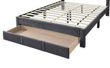 Luxury Contemporary Look 1pc Queen Size Bed w Storage Drawer Charcoal Corduroy Headboard Bedframe B011P238964
