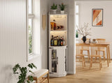 67.3" Corner Bar Cabinet with Power Outlet, Farmhouse Wine Bar Cabinet with Adjustable Shelves for 24661580