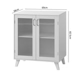 Modern Living Room Cabinet Storage Organizer with 2 Glass Doors and Adjustable Shelf White W409128109