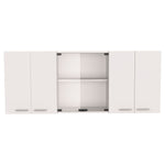 ZUN Superior 150 Wall Cabinet With Glass, Four Interior Shelves, Two Double Door -White B20091984