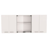 ZUN Superior 150 Wall Cabinet With Glass, Four Interior Shelves, Two Double Door -White B20091984