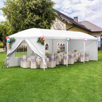 ZUN 10x30' Outdoor Garden Gazebo Wedding Party Tent Canopy Marquee with 5 Removable Sidewalls W2185P192582