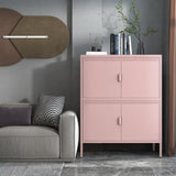 ZUN 4 Door Metal Accent Storage Cabinet for Home Office,School,Garage pink 39015106