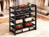 6-layer flat bamboo shoe rack, 68*25*89cm, black 03654485