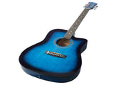 Blue 41-inch Dreadnought barrel-shaped cutaway acoustic guitar with pick, strings, capo, gig bag, 48260943