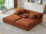 Compressible double chaise lounge with cupholders - No Assembly Required, Fluffy Modern Sleeper W2339P346394