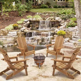 Wood Patio Chair for Garden Outdoor Wooden Folding Adirondack Chair Set of 2 Solid Cedar Wood 15820906