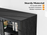 Wide Wooden File Cabinet & Bookcase, Black Embossed Melamine Faced MDF with 07455653