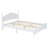 Queen Size Wood Platform Bed Frame,Retro Style Platform Bed with Wooden Slat Support,White WF308185AAK