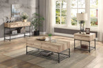 ZUN Oak and Sandy Black Coffee Table with Bottom Shelf B062P209062