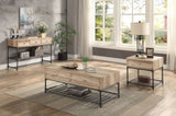 ZUN Oak and Sandy Black Coffee Table with Bottom Shelf B062P209062