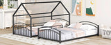 ZUN Twin Over Twin Metal Bunk Bed With Slide,Kids House Bed Black MF313919AAB