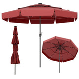 10 foot red terrace umbrella with solar powered LED lights and multi-layered ventilated roof 92595764