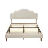 Queen Size Bed Frame Upholstered Platform Bed with Adjustable Headboard,Linen Fabric Padded,Modern W1716P280054