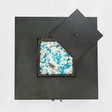 Outdoor Gas Fire Pit Square Dark Brown Wicker Fire Pit Table Propane Fire Table with Glass Rocks W85335462