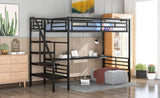 ZUN Metal Loft Bed Frame with Desk, No Box Spring Needed,Twin ,Black 29685501