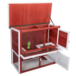 ZUN Wood Rabbit Hutch, Pet Playpen with 2 Stories, Ramp, Doors, Pull-out Tray, Water Bottle, Outdoor W2181P153136