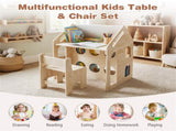 3-in-1 Kids Table and Chair Set, 55.8850.8069.85 cm House-Shaped Activity Table with Chalkboard & 85710156
