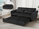 3-in-1 Pull Out Couch Bed with Reclining Backrest and Pillows Velvet material. suitable for living W2941P370580
