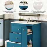 30'' Bathroom Vanity with Ceramic Sink Combo, Free Standing Single Vanity Set with Four Drawers, N710P228374C