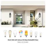 Set of 2 Modern Outdoor Wall Lanterns with Black Metal Frame and Clear Glass, Ambient light W1340P206650