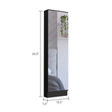 Black Wengue Rectangle Tall Shoe Cabinet with Mirror B06280407