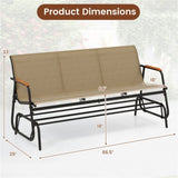 3-person terrace gliding chair with curved teak wood armrests, suitable for porch use 42054072