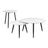 Modern Style Nesting Cocktail Tables and Side Table 3-Piece Occasional Table Set Black Metal Legs B011P232143